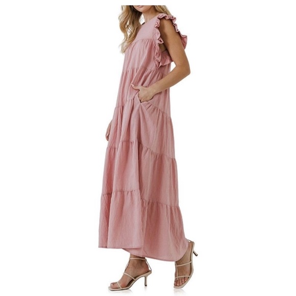 Free the Roses Dresses & Skirts - Free the roses ruffle detail mauve maxi size S NWT